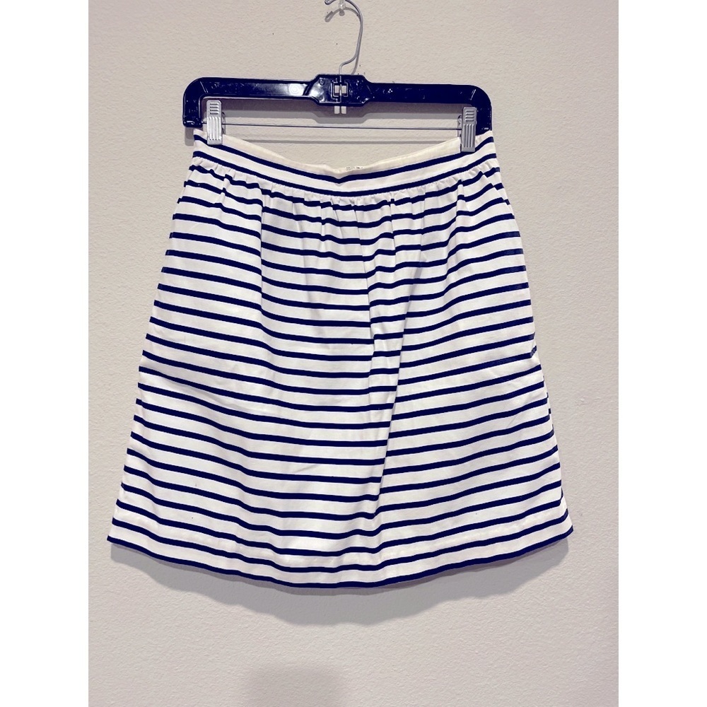 Alice+Olivia| Navy Blue&White Stripe skirt With Pockets| 6